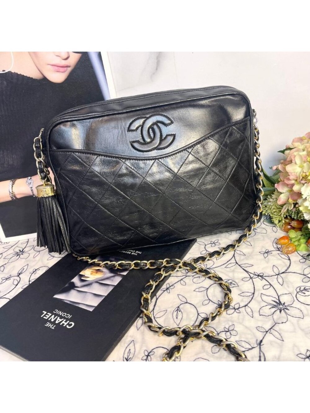 Chanel Camera Bag Quilted CC Logo Vintage